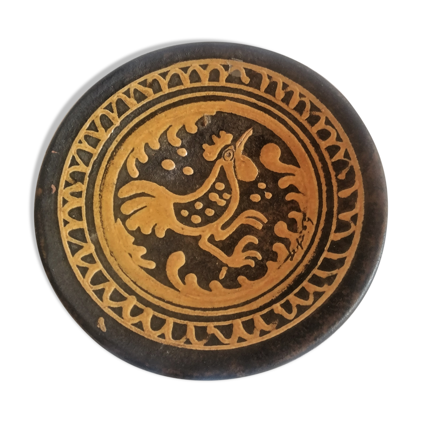 Old glazed terracotta plate. Safi. Year 69.