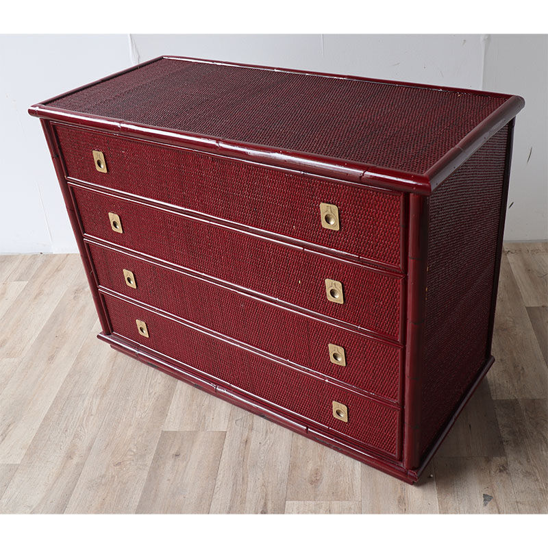 Vintage Dal Vera chest of drawers in bamboo and wicker, 1960