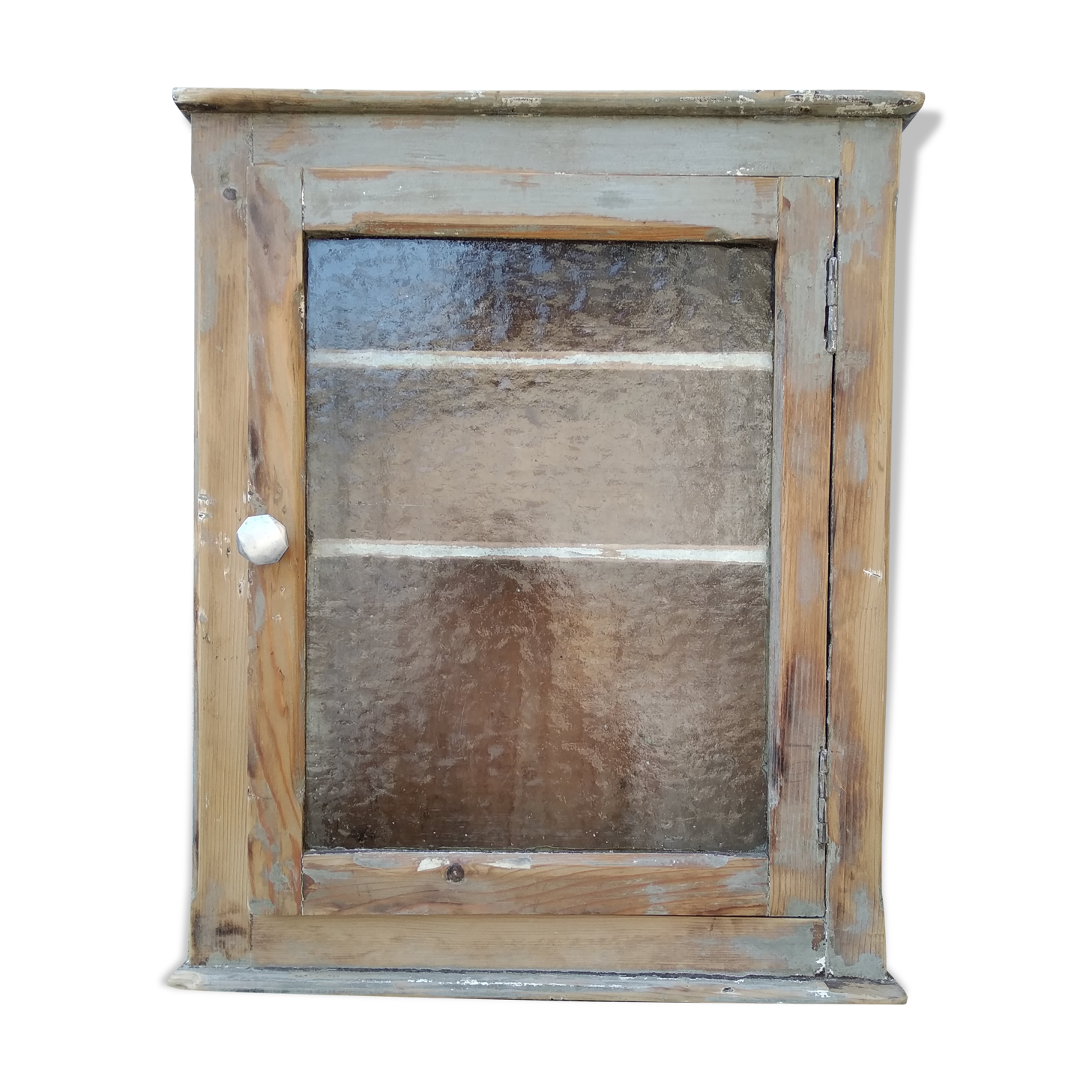 Antique wooden bathroom cabinet patinated