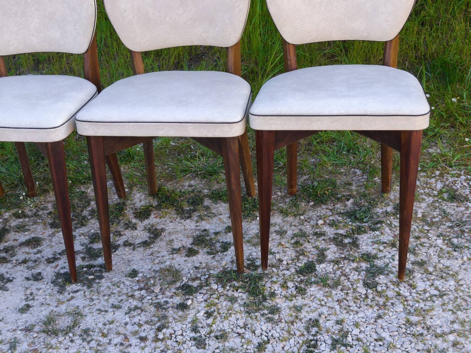 Set of 4 vintage Scandinavian design chairs – 1960s/70s – stained wood