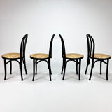 Set of 4 Bentwood and Cane Cafe Dining Chairs, 1990s