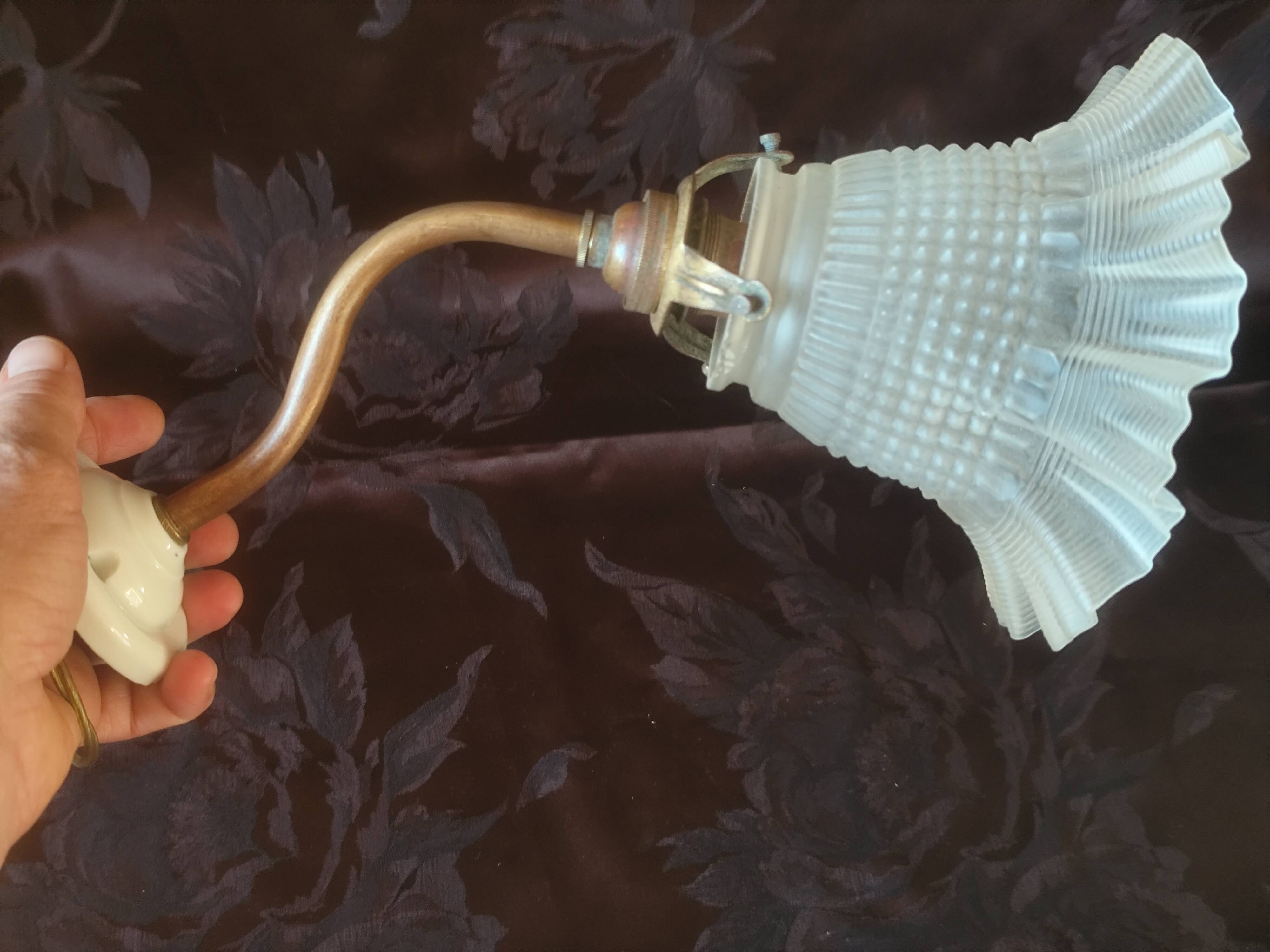 Swan neck and tulip glass wall light, porcelain lamp