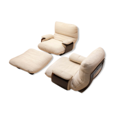 Set of a pair of armchairs and ottoman marsala by Michel Ducaroy