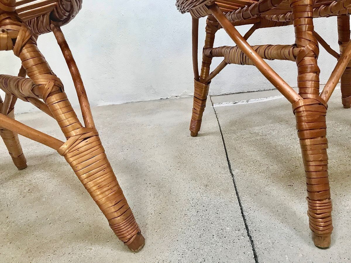 Easy Chair Hand-Woven in Wicker Rattan, Italy 1950s