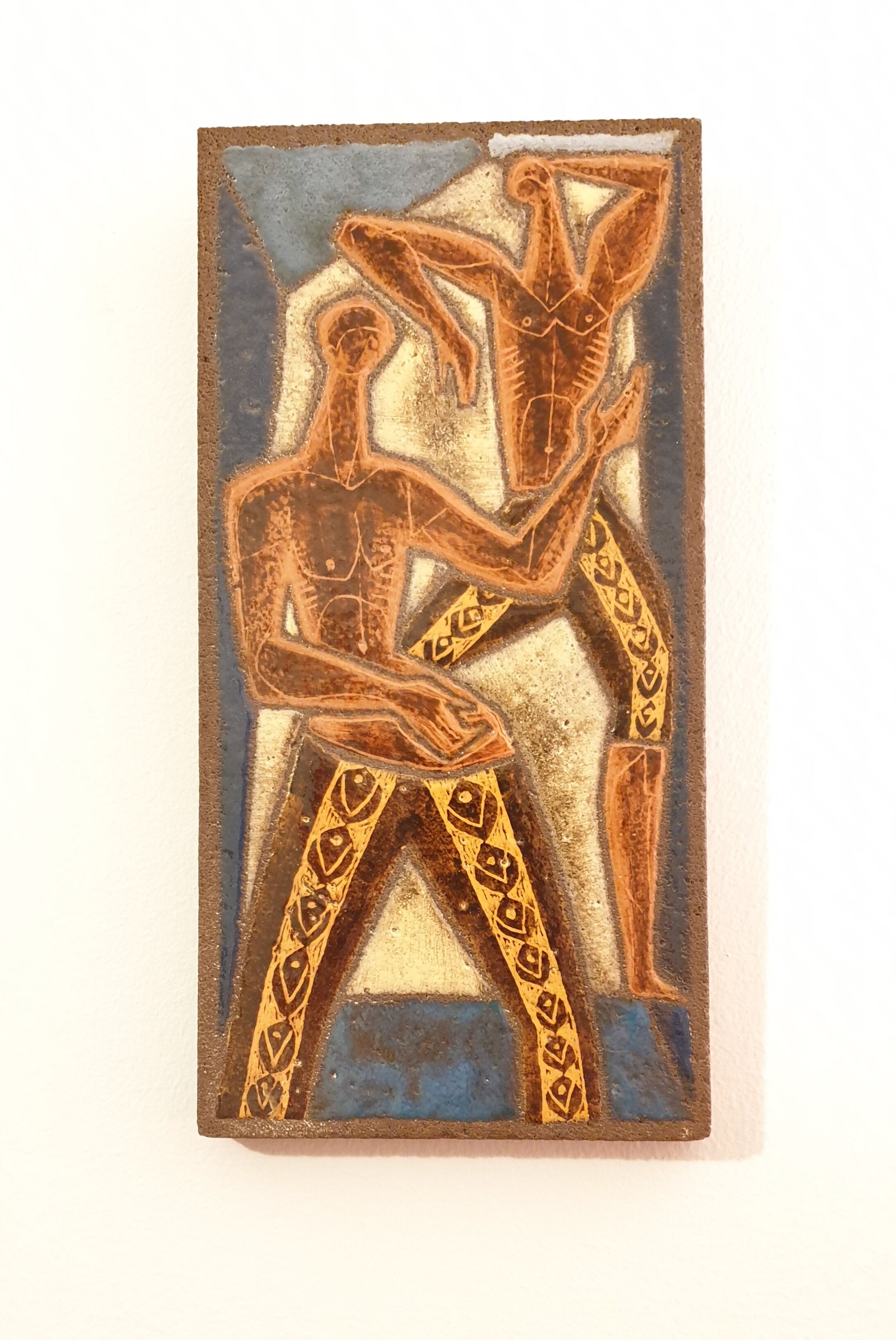 Lava enamelled ceramic painting Vintage Africanist 1950 signed Jaffeux