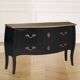Curved chest of drawers in black wood and oak – Louis XV style revisited