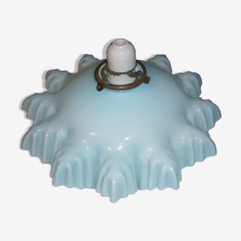 Opaline suspension draped from the 30s, blue and white