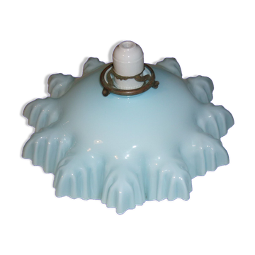 Opaline suspension draped from the 30s, blue and white