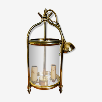 Lustre cage lanterne en laiton doré style louis 16