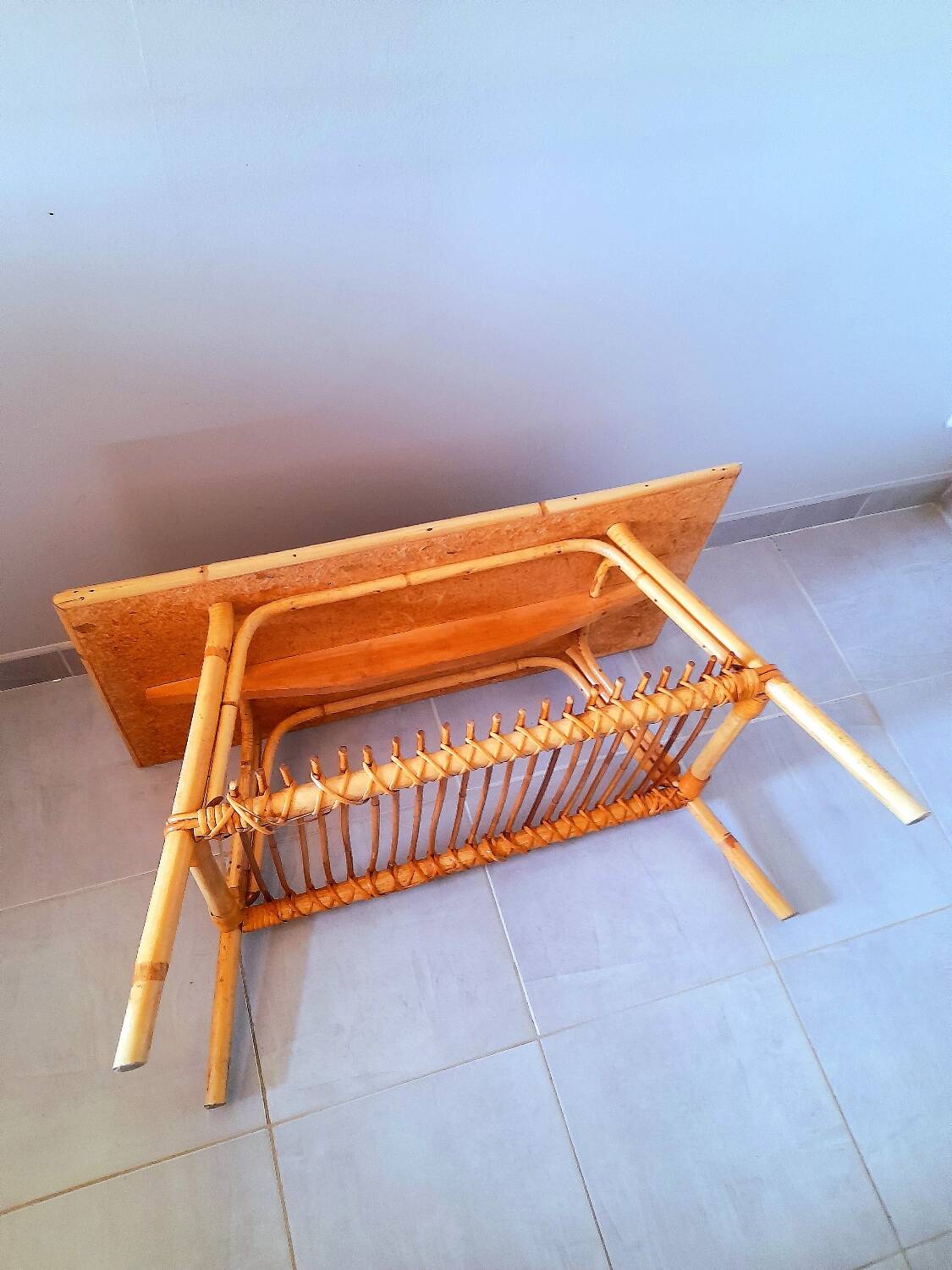 Rattan table, Audout Minet / Capron 1950