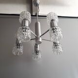 Vintage chandelier - 10 Lights - chrome metal and glass - 1970s