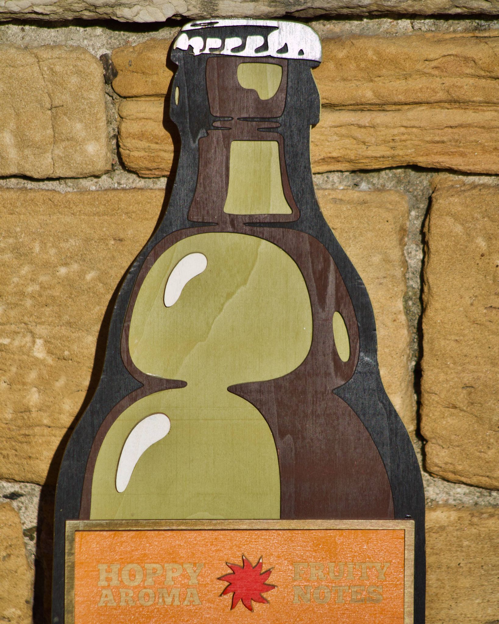 Former advertising wall support for belgian beers vedett ipa - painted wood
