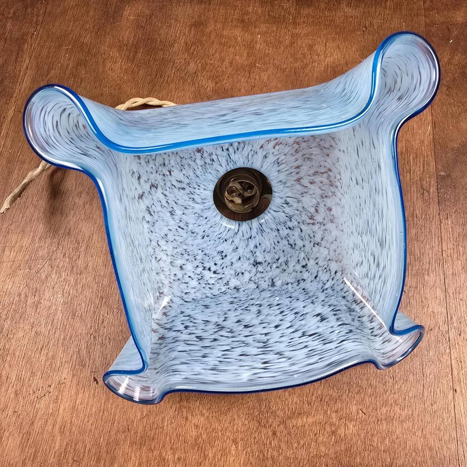 Antique blue speckled glass suspension in the style of Clichy – Draped shape
