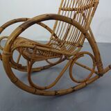 Mid-Century Italian Bamboo Rocking Chair, 1950s