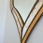 Large vintage Spanish Venetian-style wall mirror, brass, 1980s Hollywood Regency