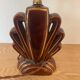 ▪️Art Deco Ceramic and Globe Lamp Stylized Shell Brown and Gold