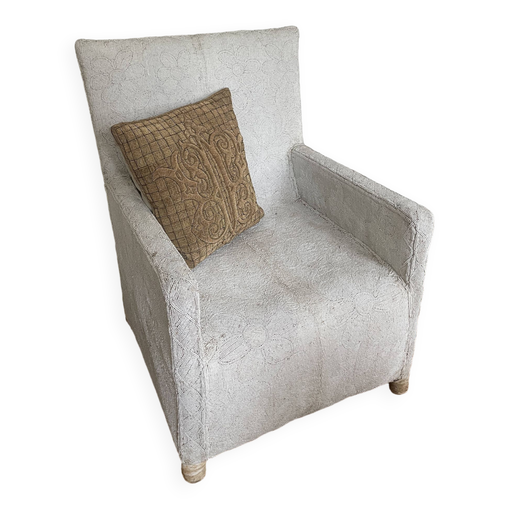 African Yoruba Ceremonial armchair in flower pattern beads, early 20th century