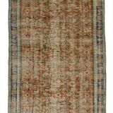 Tapis Oushak Ancien en Longueur – Couleurs Terre & Bleu, 104 x 260 cm