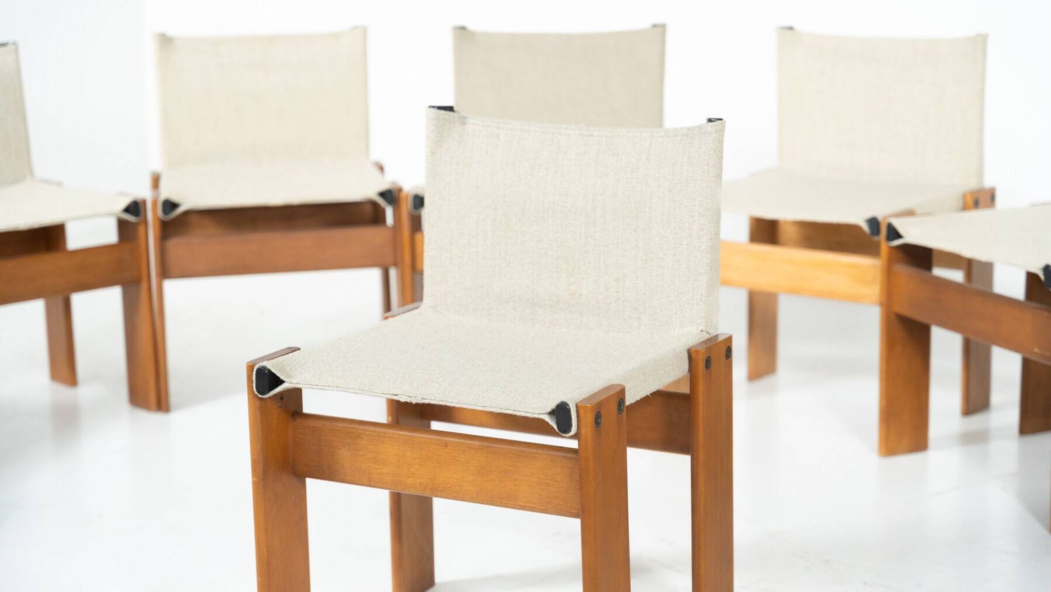 Set of 12 Monk dining chairs by Afra & Tobia Scarpa for Molteni, 1970s.