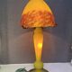 Contemporary mushroom lamp in amber-tinted yellow glass paste, height 58 cm