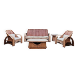 Vintage pink rattan bamboo lounge set ‘Boho-style’
