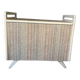 Coffre vintage tapissé, structure bois laqué blanc, années 60-70