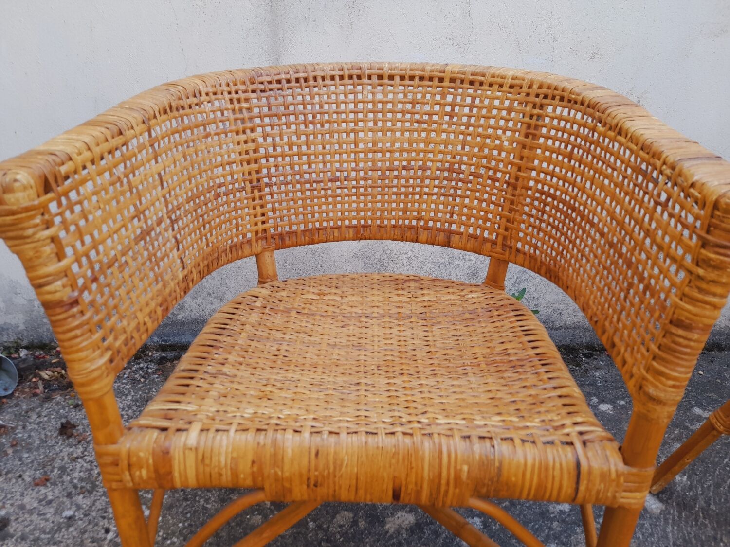 2 vintage cane rattan armchairs