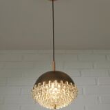 1/4 Vintage glass pendant light / brutalist copper bar lamps  MCM 1970s