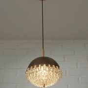 1/4 Vintage glass pendant light / brutalist copper bar lamps  MCM 1970s