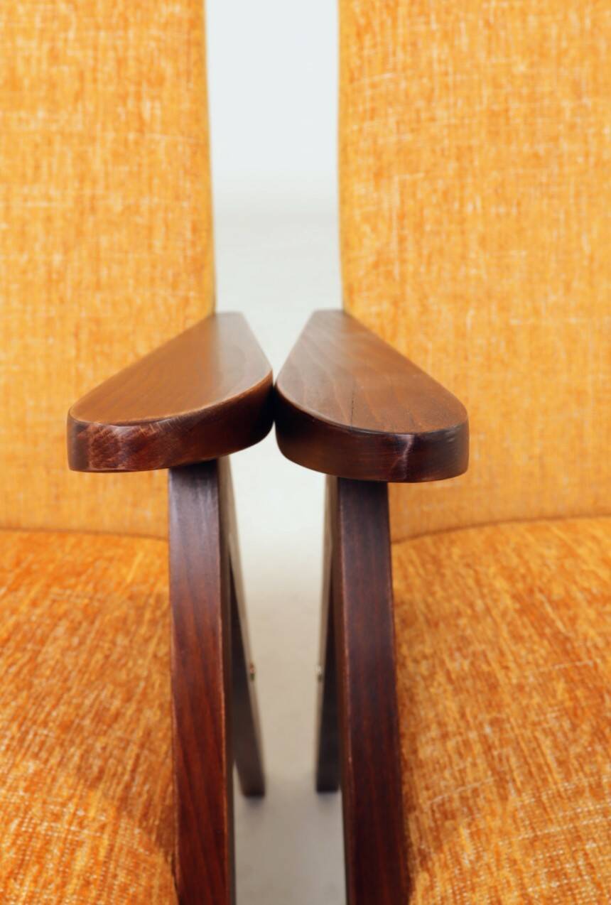 Pair de fauteuils vintage tissu orange l'année 1980