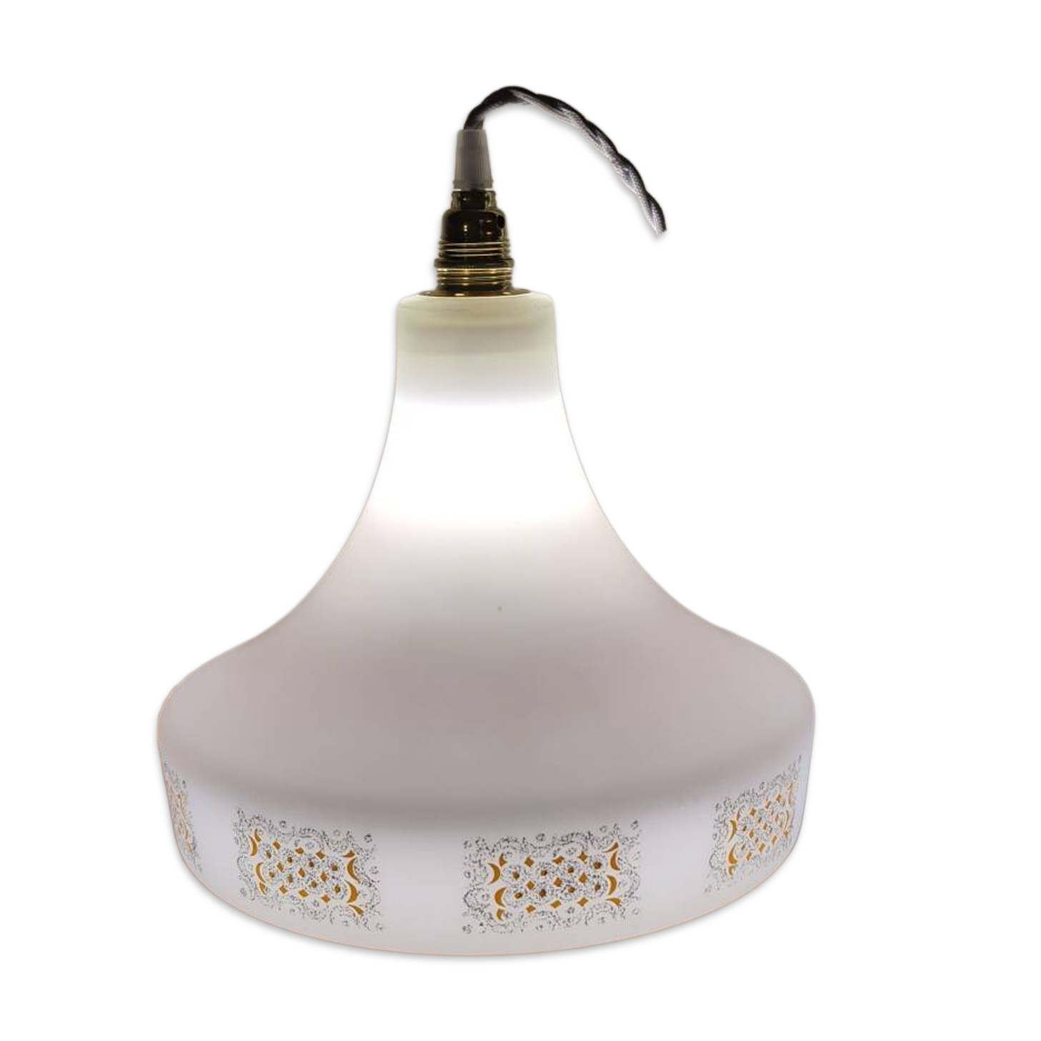 Suspension en opaline décor géométrique
