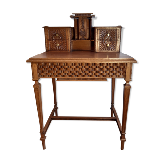 Bureau secrétaire de dame ancien sculpté epoque fin XIX ème