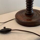 Turned wooden lamp foot in the shape of a warhead