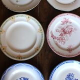 6 mismatched flat plates Fontanges Marsac Longwy Digoin