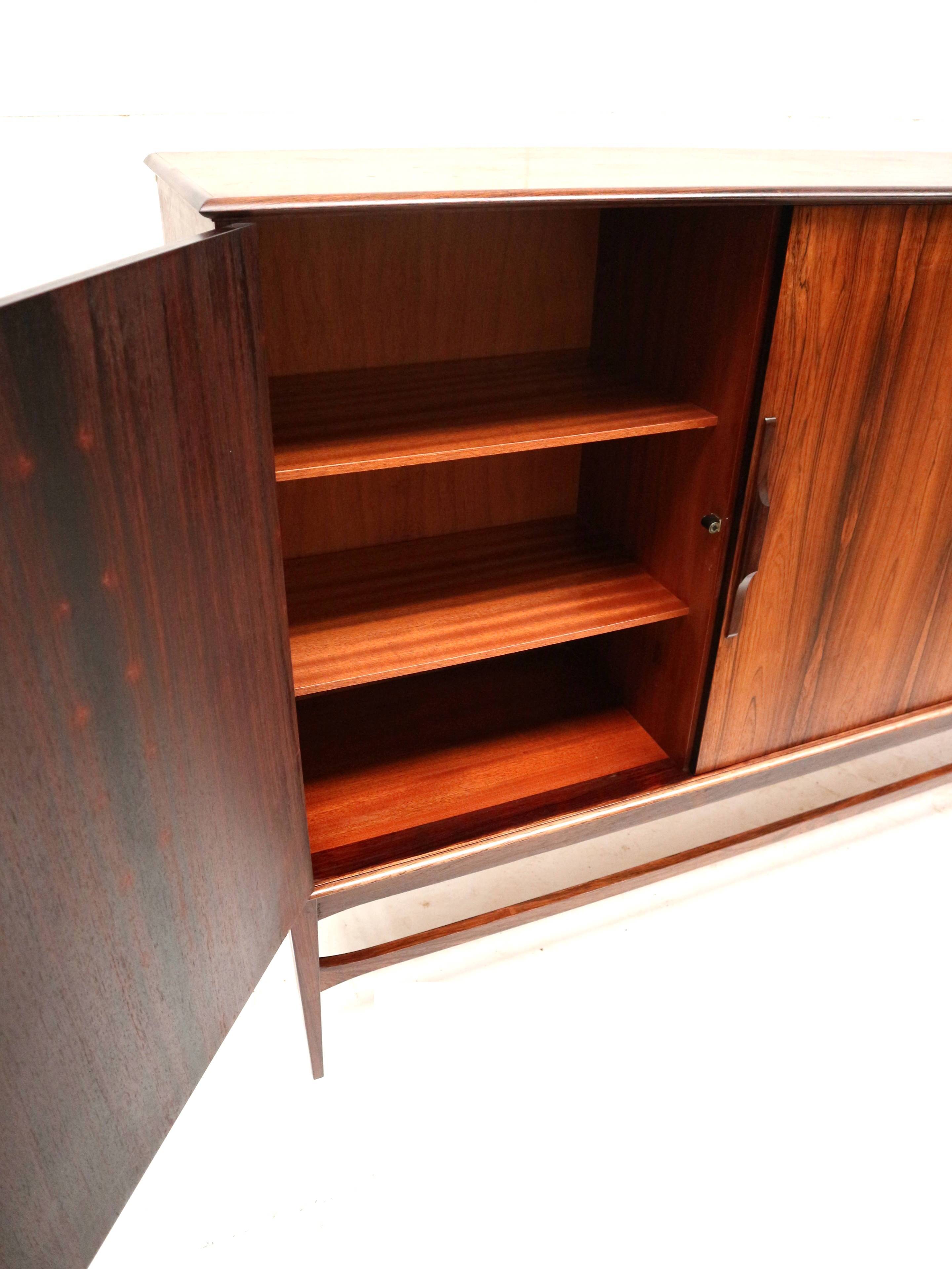 High quality vintage rosewood highboard / high sideboard made in the 60s