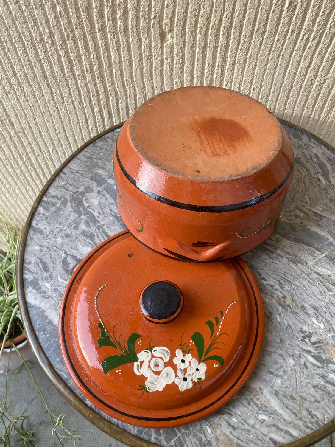 Traditional hand-painted terracotta pot