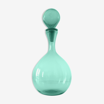 Italian bottle in green blown glass empoli
