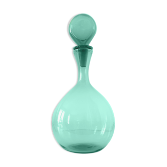 Italian bottle in green blown glass empoli