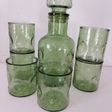 Carafe and matching tumblers in molded glass