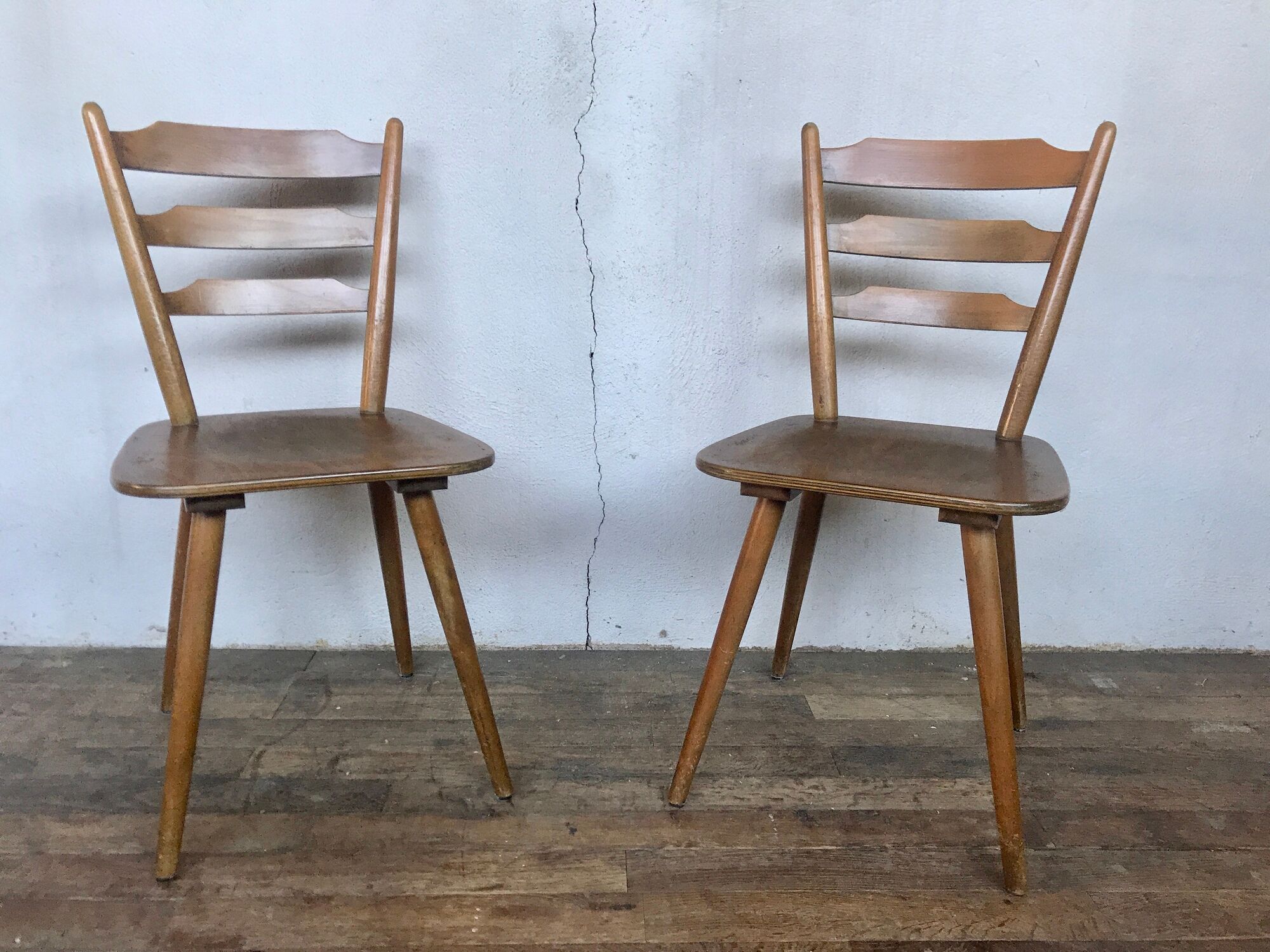 Series of 20 Scandinavian chairs or vintage wooden bistro