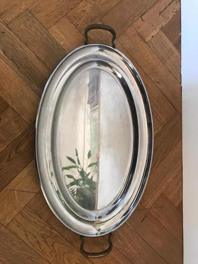 Stainless steel and pewter serving dish Jean Couzon
