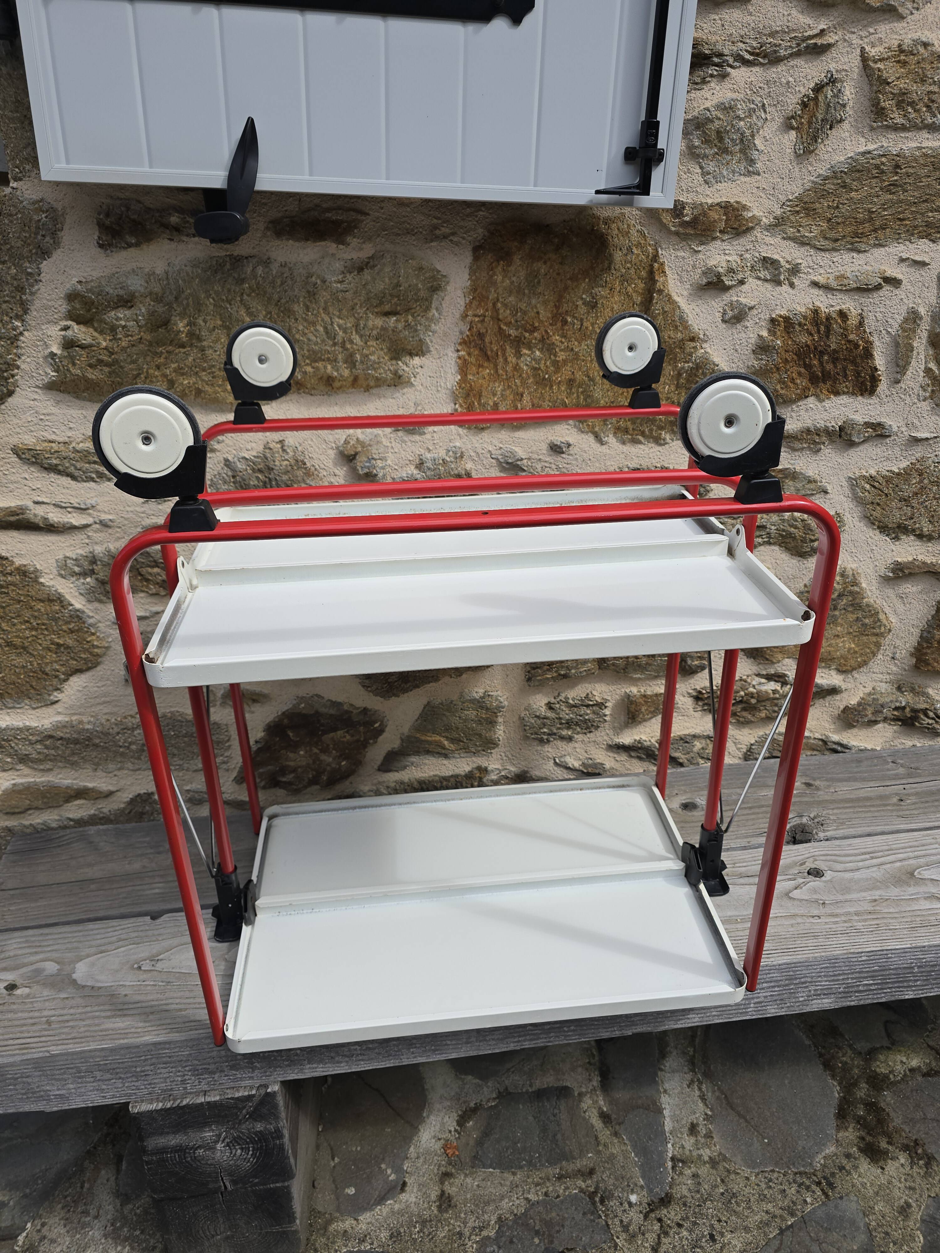 Desserte métal frz par lucien lepoix 1983 pop art vintage roulante pliable