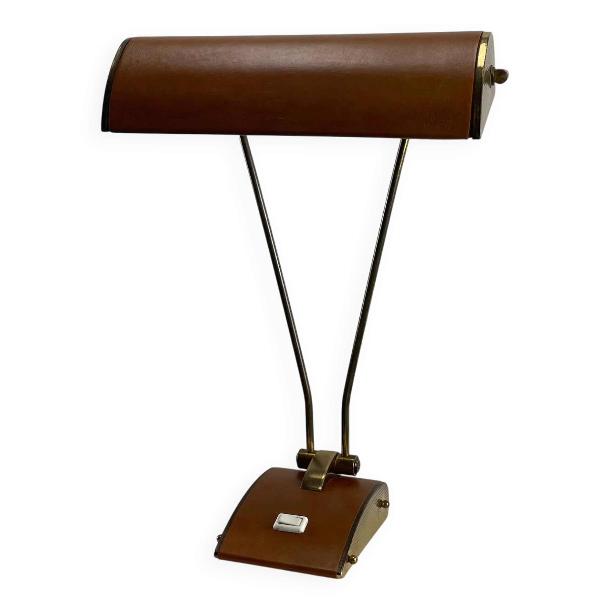 JUMO desk lamp in brass and leather by Eileen Grey, 1930