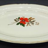 Set of 8 plates + 1 vintage oval dish Moulin des Loups Champêtre red