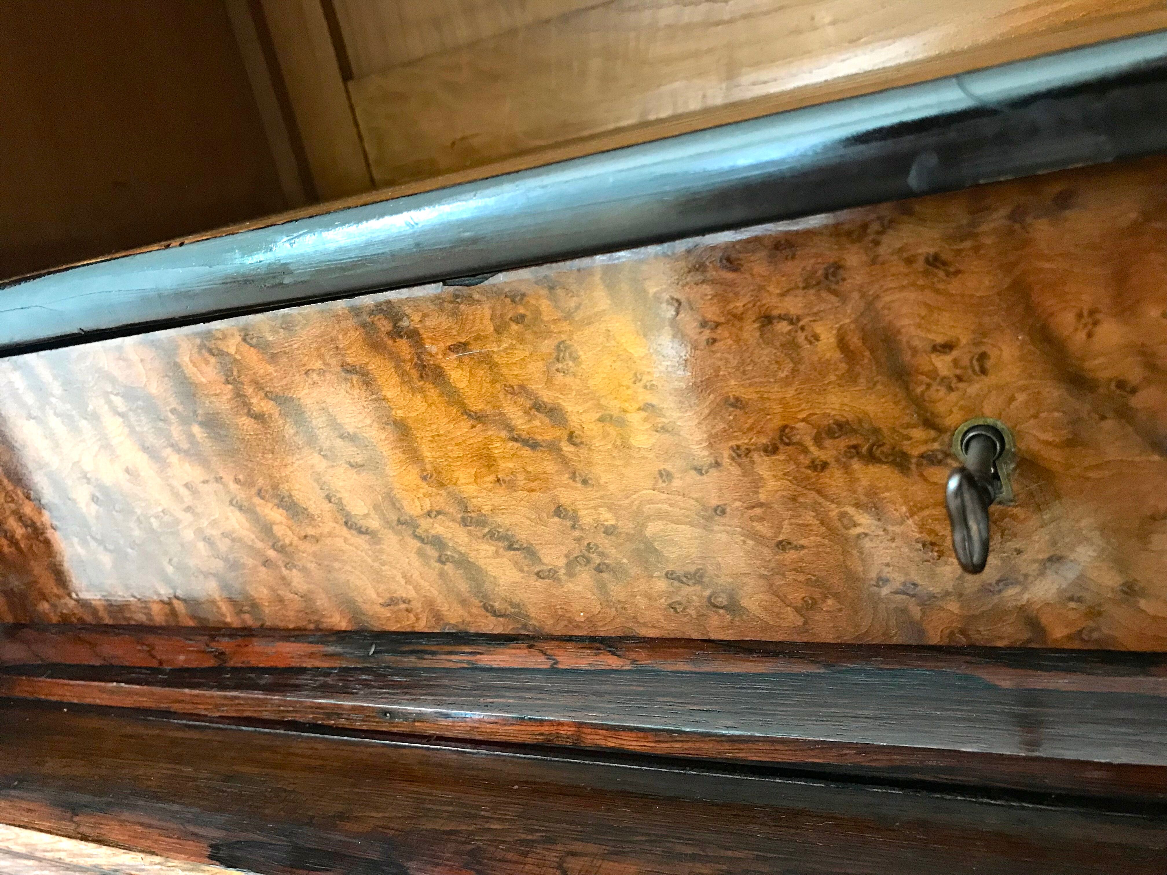 Bonnetière antique wardrobe with beveled ice interior elm magnifying glass style rocaille louis xv