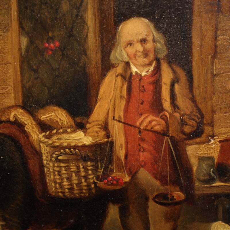 Peinture anglaise antique d'une scène de genre rural datée de 1866