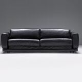 Rare Vintage Gradual lounge sofa in black leather by Cini Boeri for Knoll