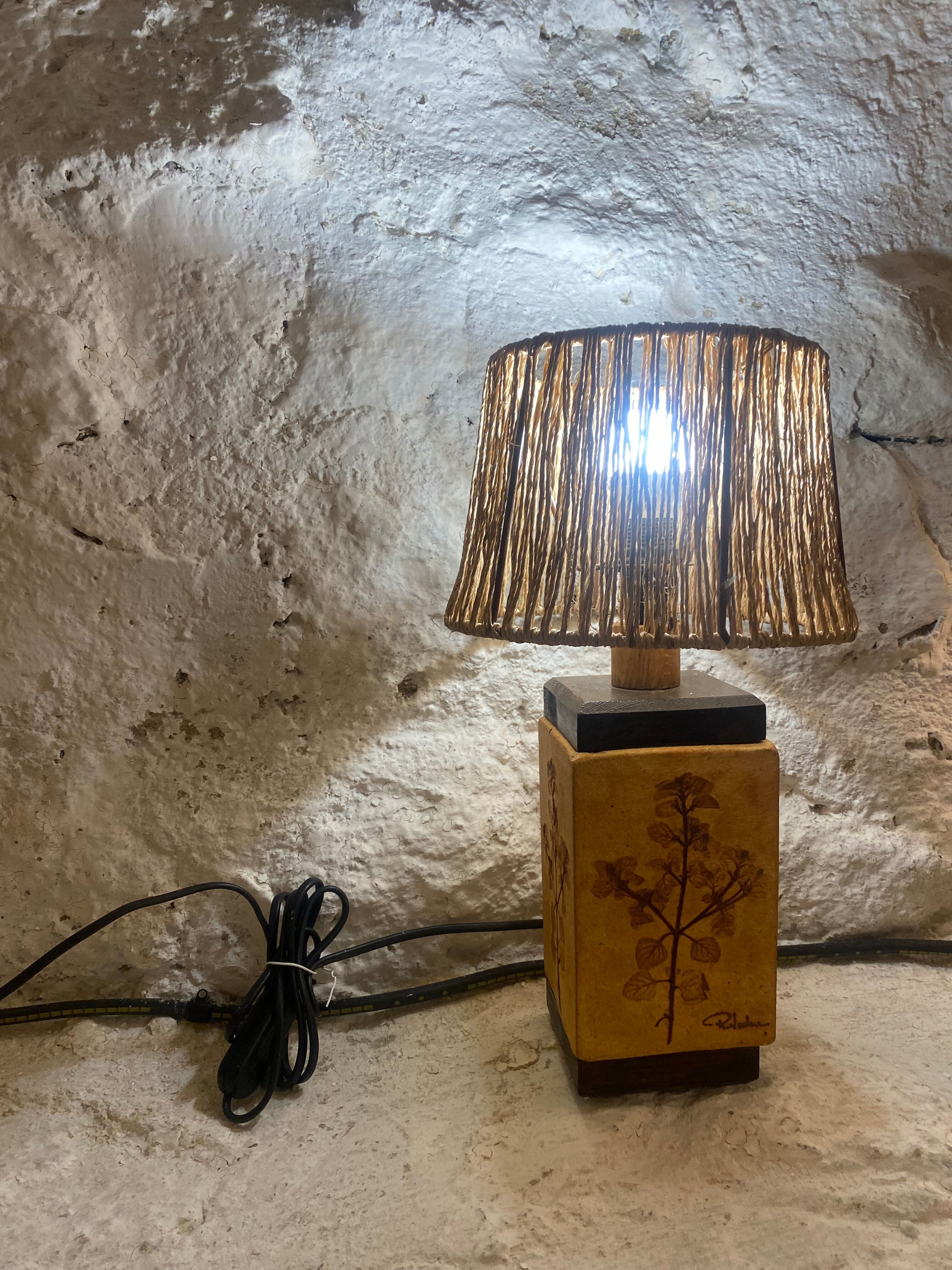 Vintage lamp 1950 signed ceramic