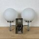 Opaline and chrome globe wall light from the 1970s