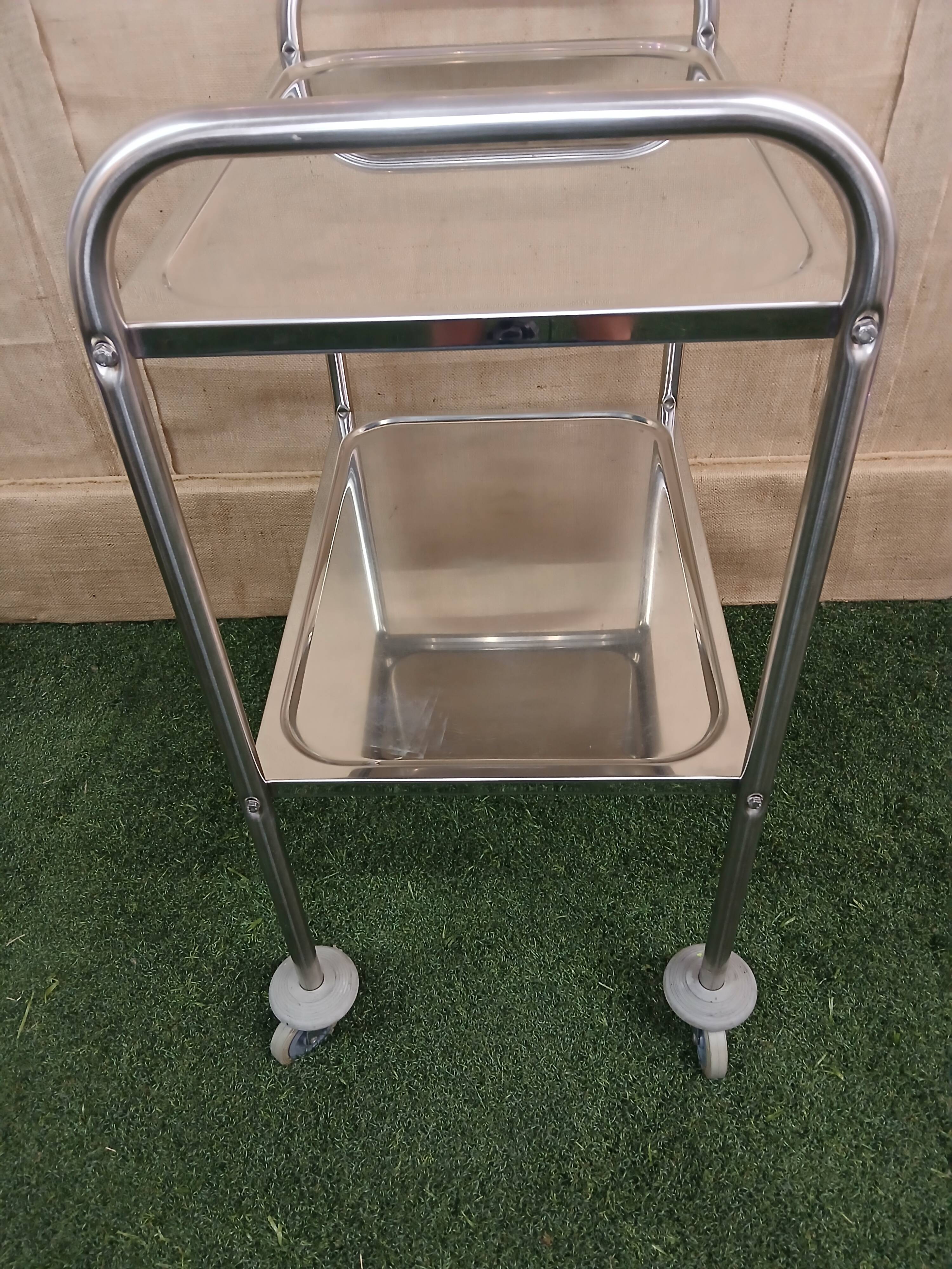 vintage surgical steel serving trolley